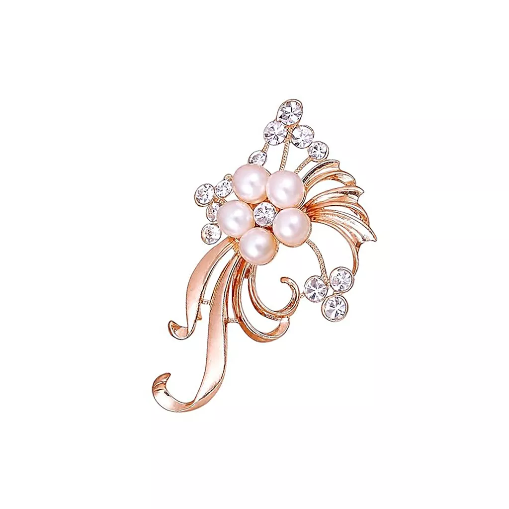 Brooch for Women Dress SYGA Vintage Crystal Rhinestone Flower Pin Gold