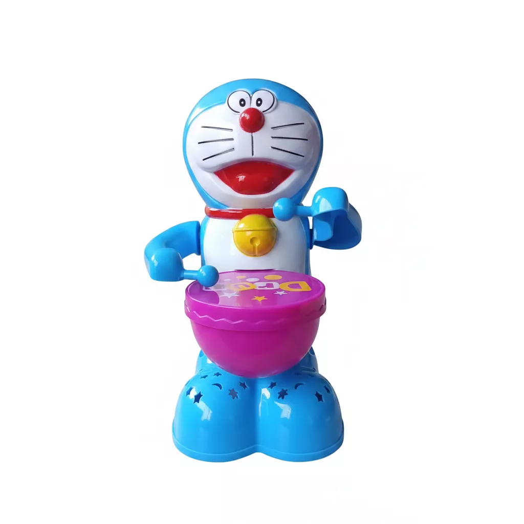 Funny Drummer Toy Pink Kites Donald Cat Music Lights 360° Rotation 1Pc