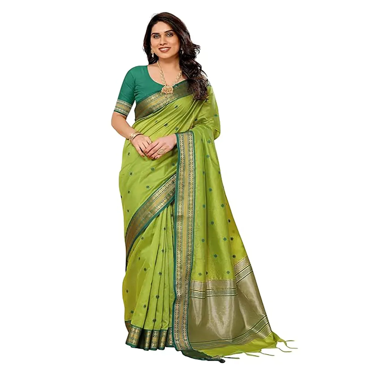 Party Wear Saree Cotton Silk Jacquard Border