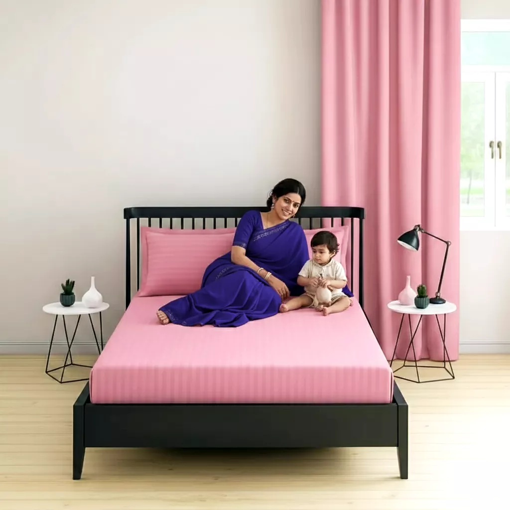 Single Bed Sheet Cotton with 2 Pillow Covers 300TC