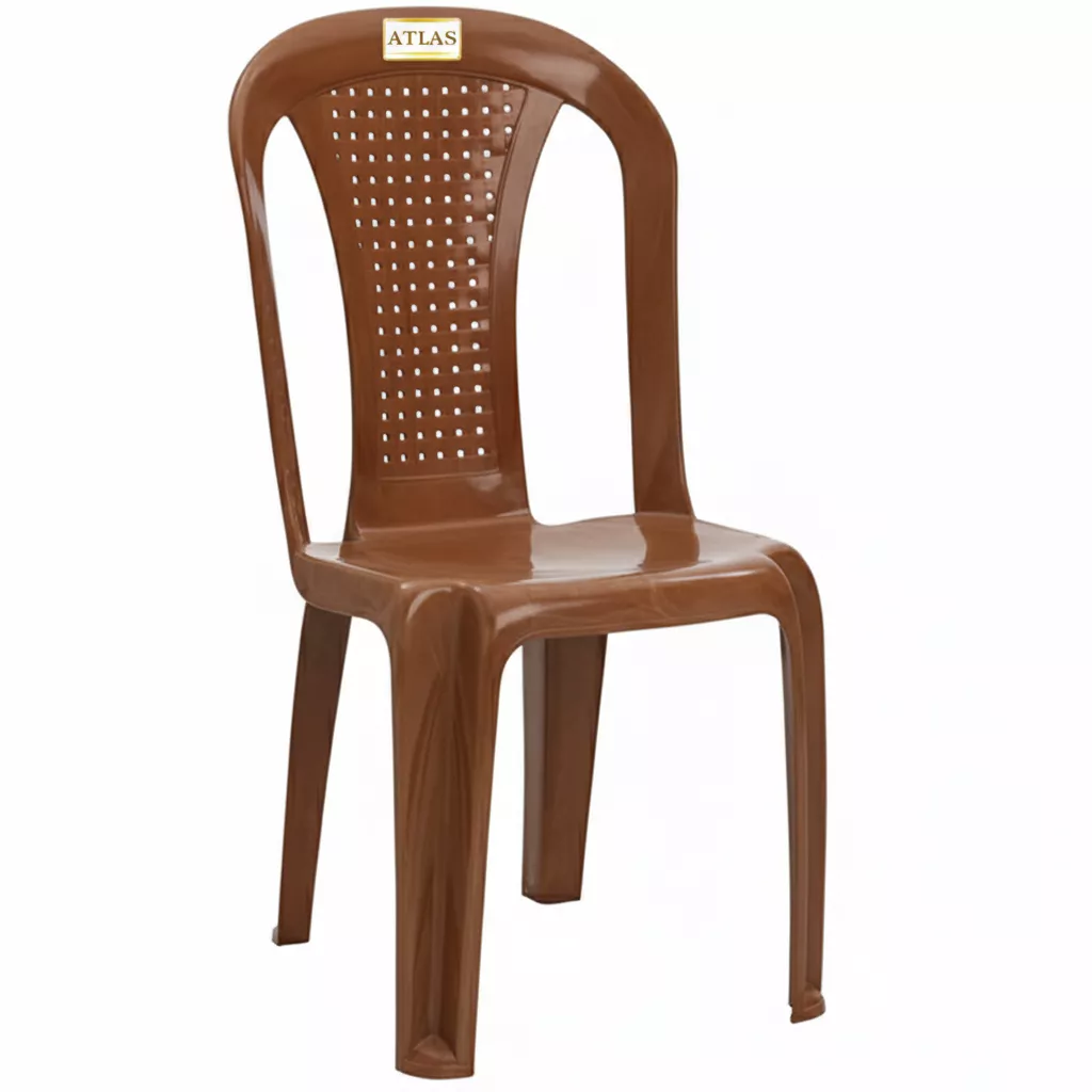 Chair for Home Atlas Brown Plastic Armless Chair Modern 1 Pc